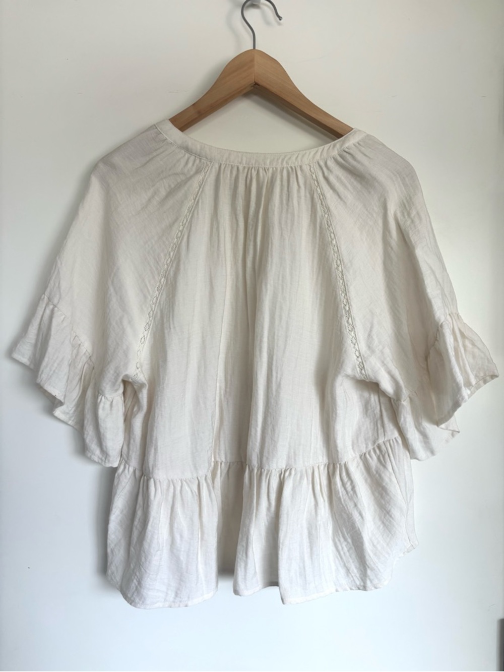 Treasure & Bond Ruffle Peplum Top in Ivory Egret size Small - Picture 3 of 5
